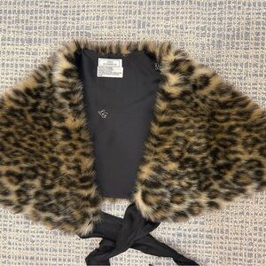 Lulu Guinness Black Scarf with Faux Fur Trim